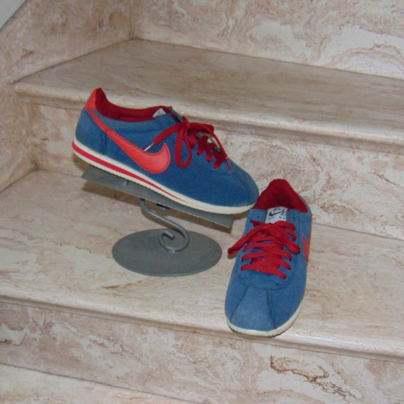 Custom Rare Nike Air Max Cortez Trainer Mens Blue Red Sneakers Suede 9.5